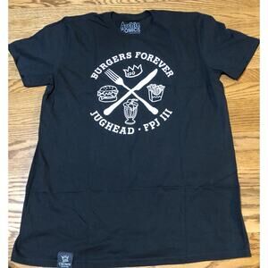 Archie Crown Collection Burgers Forever Jughead  Black Large T-Shirt Riverdale